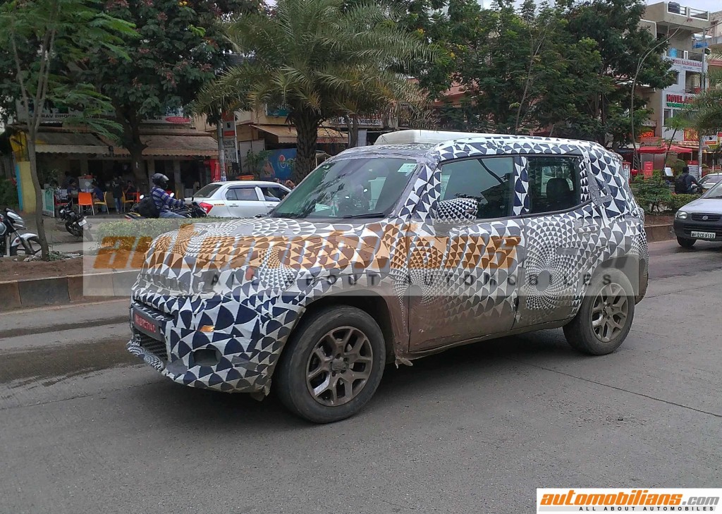 Jeep Renegade Caught Testing In Pune  Side Shot-Automobilians.com 